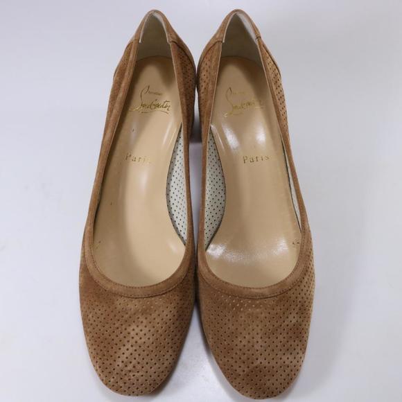 Incastrana 55mm Tan Biscotto Perforated Suede Padded Round Pumps D524 - Picture 3 of 12